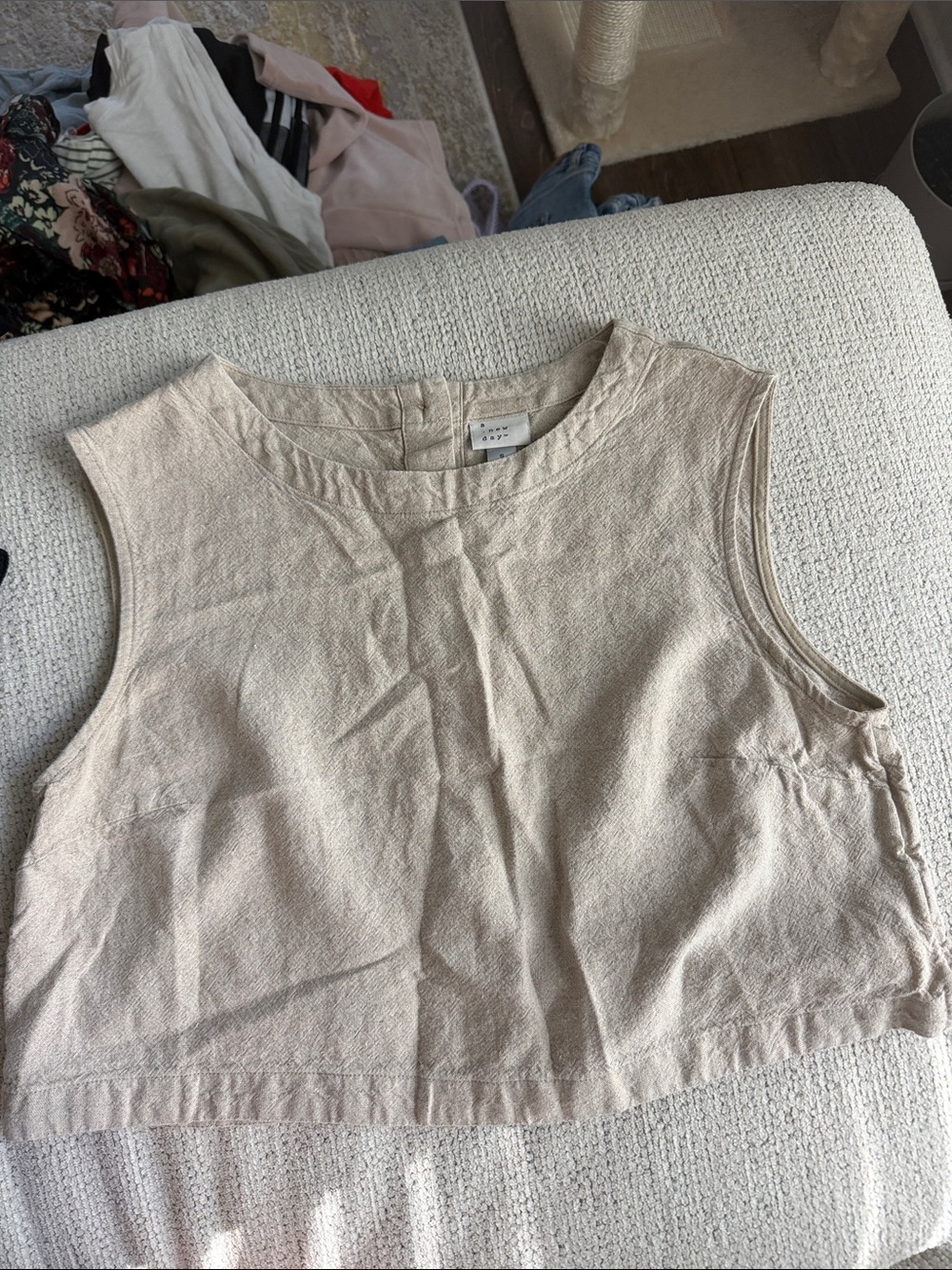 a new day Natural Linen-Look Crop Top